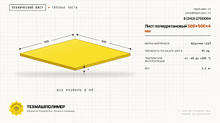 Лист полиуретановый Adiprene L167 500x500x4 — купить у производителя